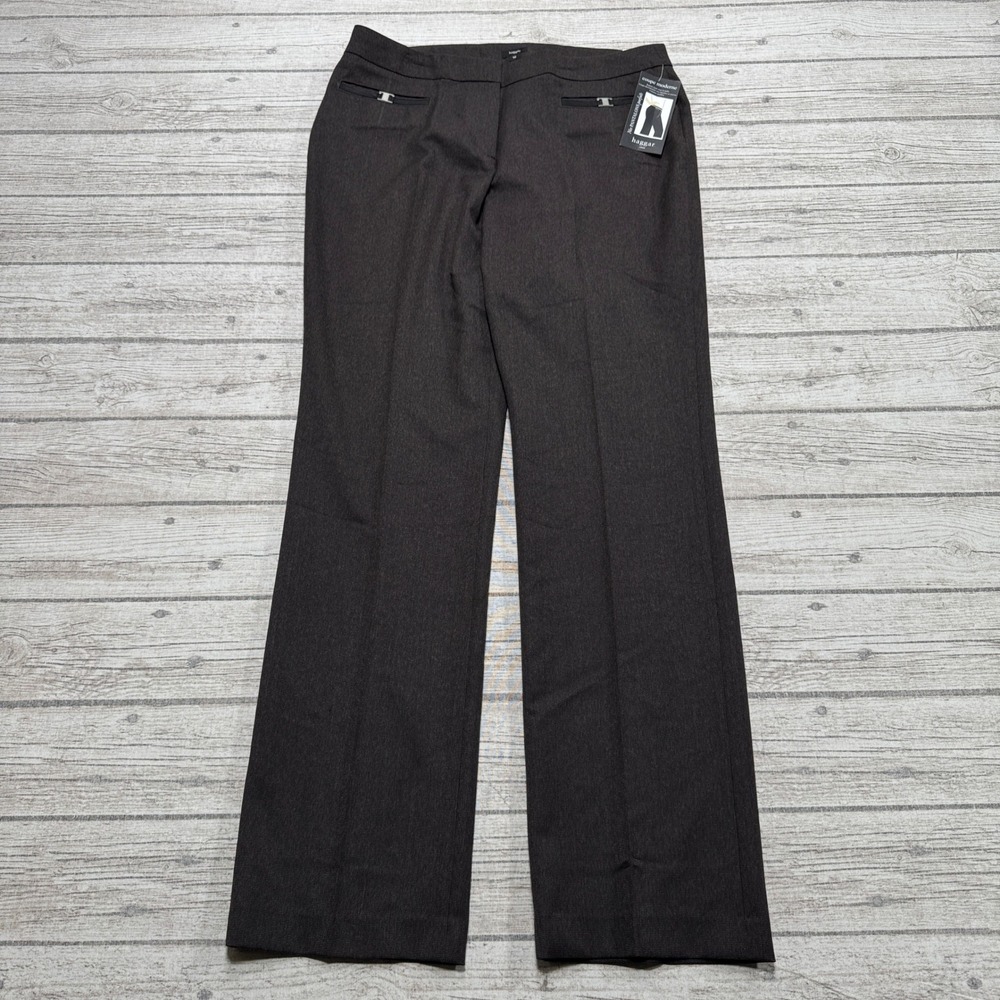 NEW Haggar Dress Pants Women's 10 Black Classic Fit Pleated Straight Leg Trouser
